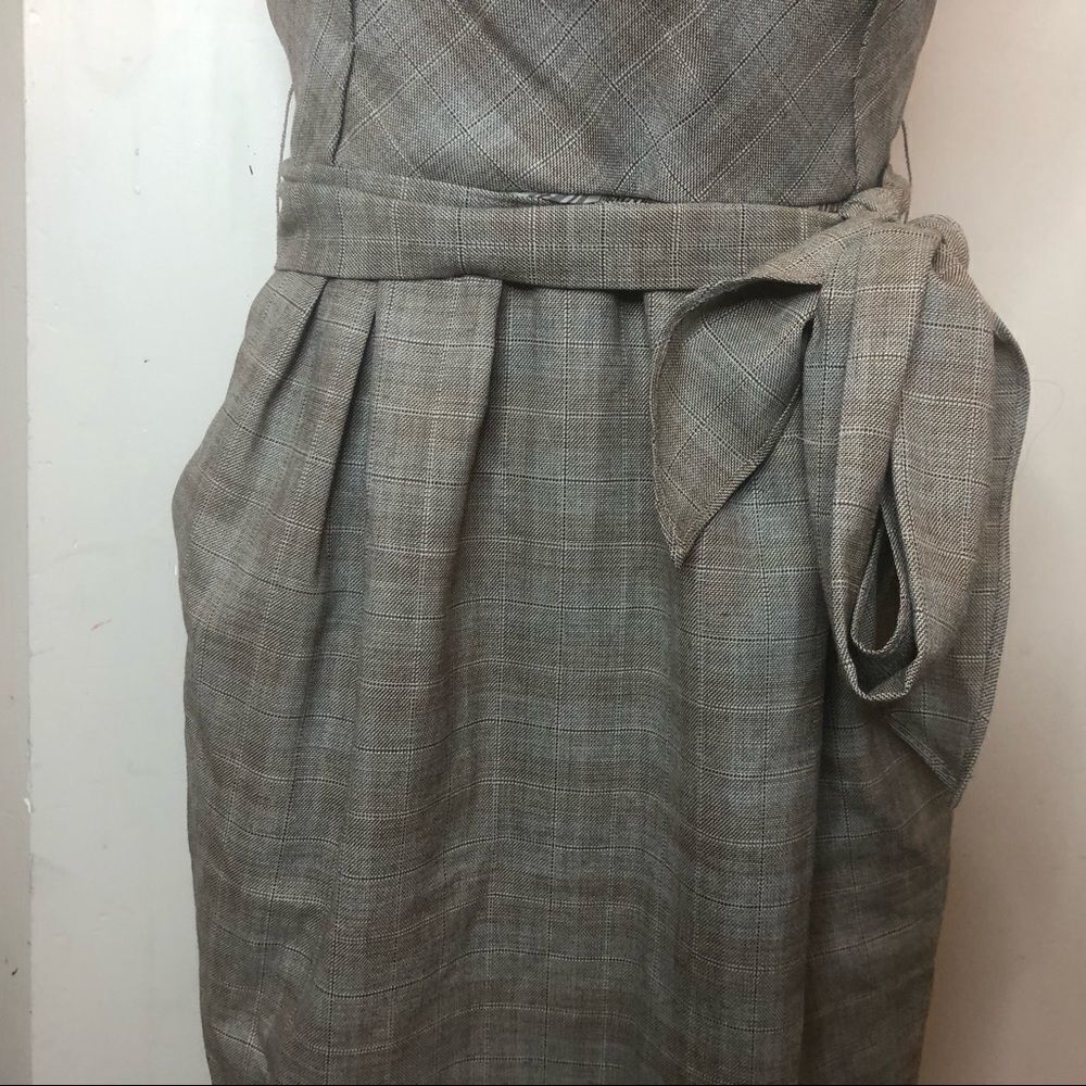 Lida Baday Wool Plaid Strapless Dress Size 4 Academia Business Casual Office 4 - Picture 4 of 15